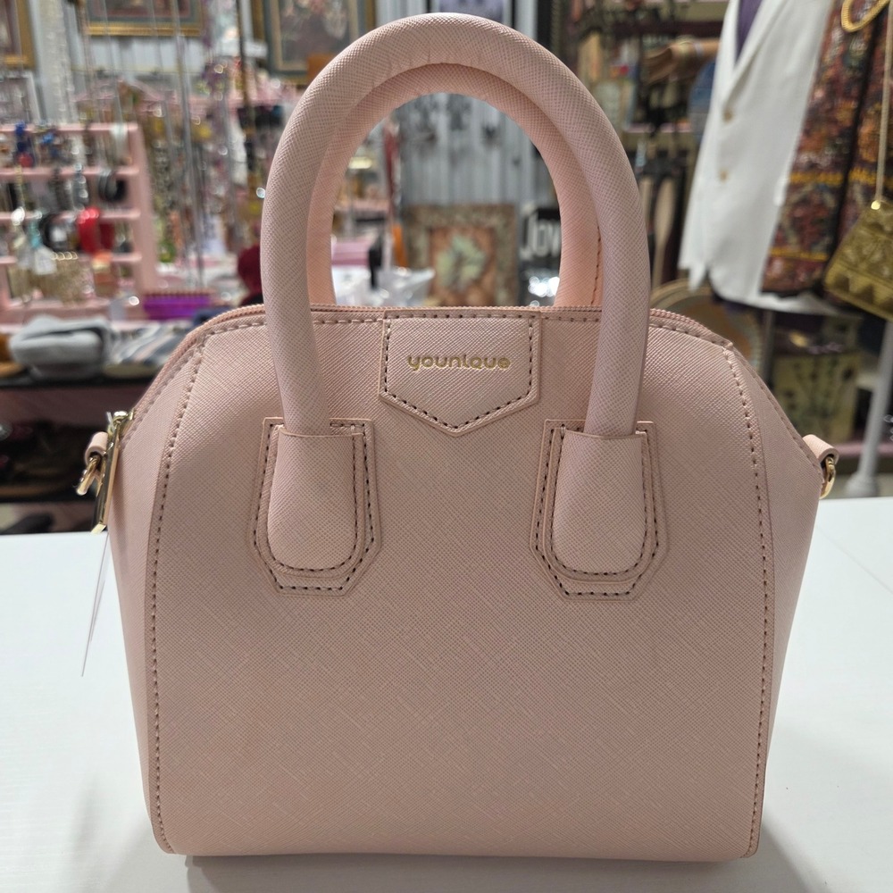 Younique Blush Pink Saffiano Satchel Crossbody Bag Gold Hardware - Picture 1 of 6